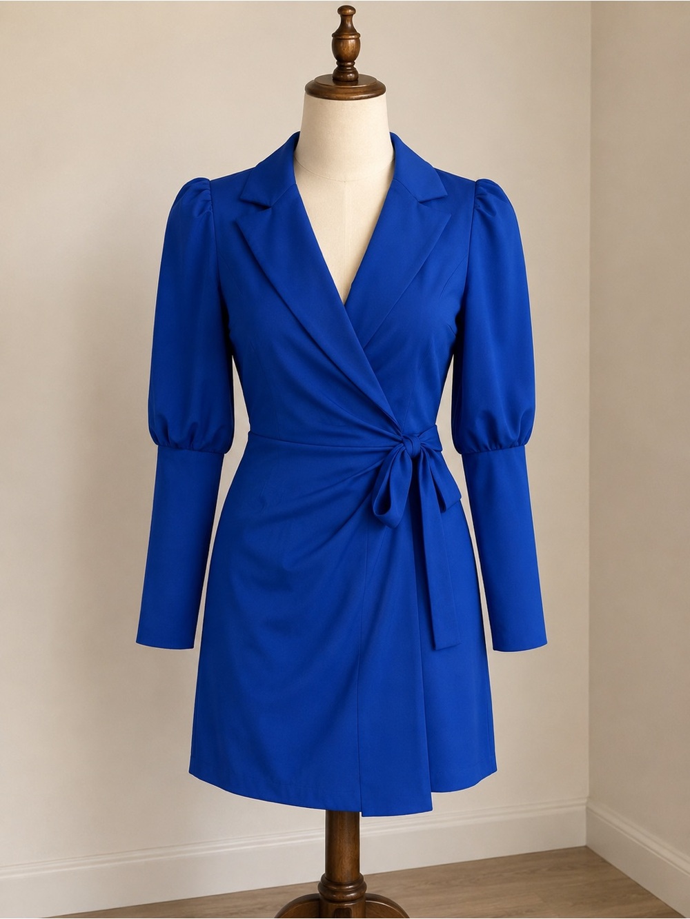 Lavish Alice Cobalt Wrap Mini Dress with Tie Waist